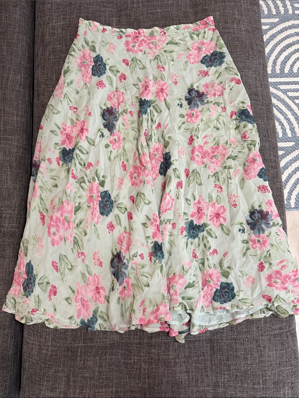 Vintage Sarah Arizona Floral Rayon Midi Skirt Cottagecore Romantic Prairie